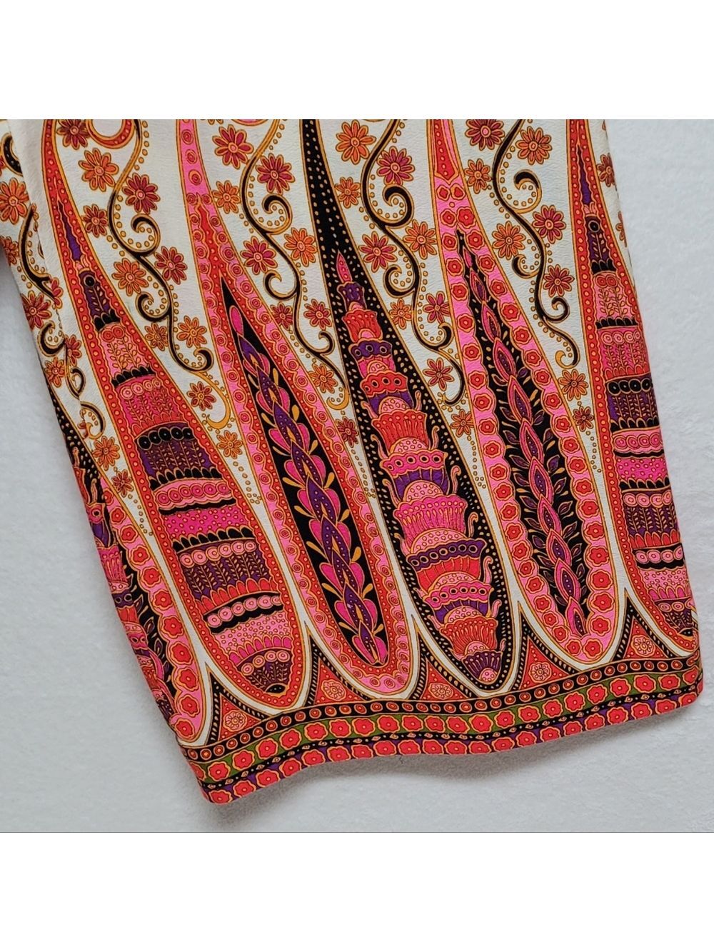 60s Vintage Alex Coleman Psychedelic Neon Multi-color Floral Palazzo Pants M-L - Picture 5 of 14